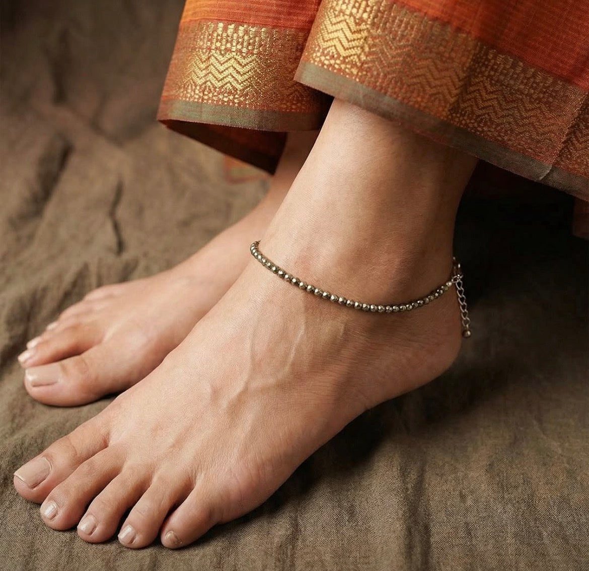 Natural Pyrite Anklet for Women | With Lab Tested Certificate | BUY 1 Get 1 Free