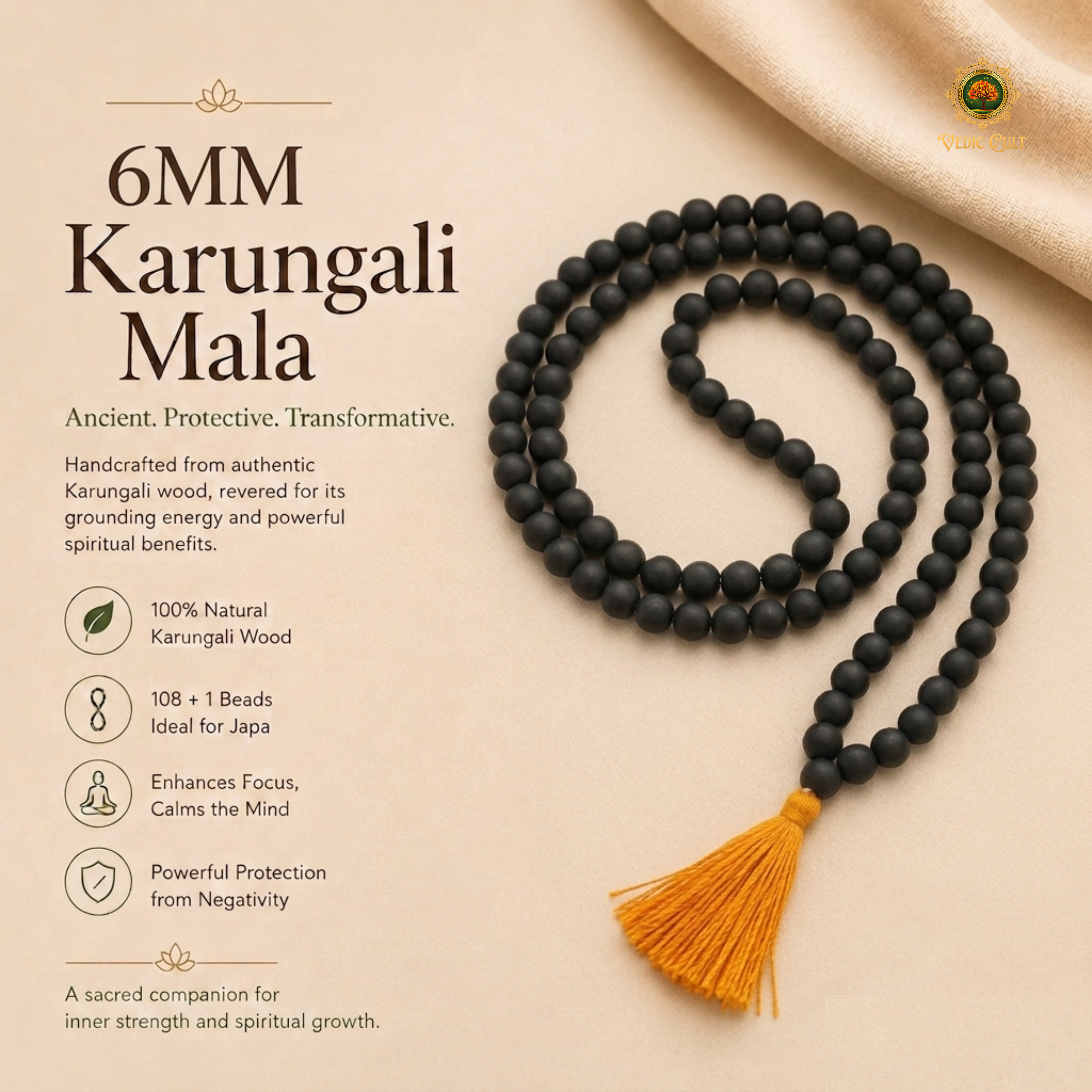 6MM Karungali Mala With Lab Tested Certificate