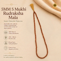 5MM 5 Mukhi Rudraksha Mala With Lab Tested Certificate