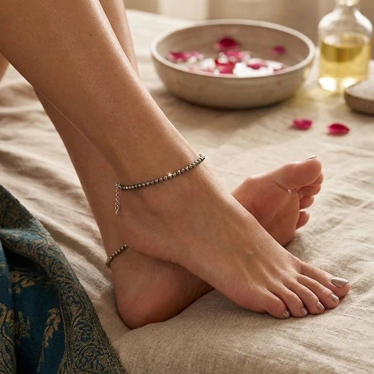 Natural Pyrite Anklet for Women | With Lab Tested Certificate | BUY 1 Get 1 Free